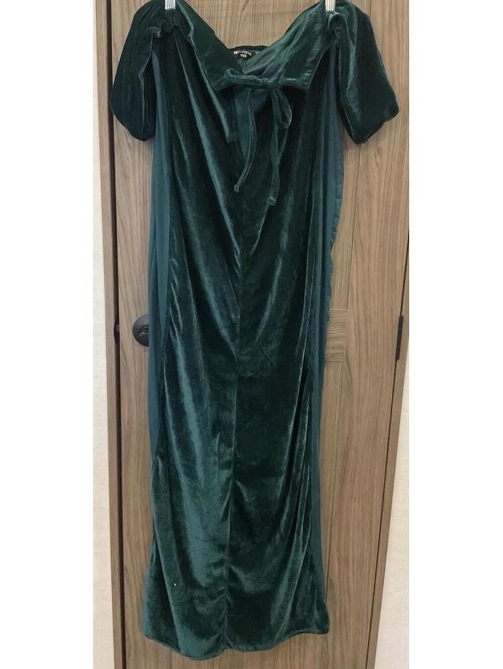 Pretty Little Thing Womens Green See Through Side Sexy Long Dress Size 16